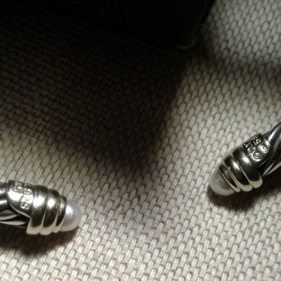 NEW! David Yurman 5mm Pearl SS 925 and 14 karat Bangle Bracelet - Picture 7 of 9